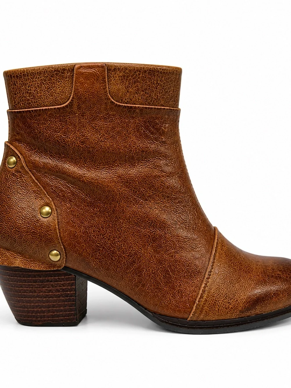 Antelope Leather Ankle Boots Women’s Size 8 Brown Boho Western Stacked Heel